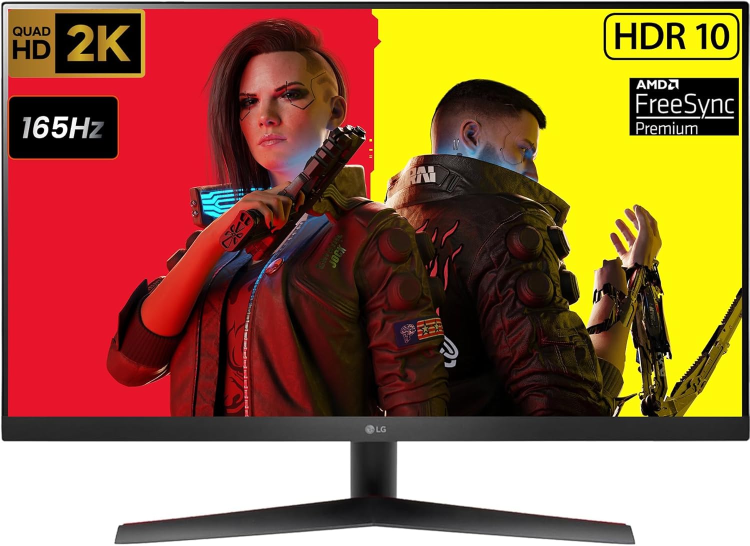 LG Ultragear Gaming Monitor – 31.5" QHD (2560x1440) - 165Hz Refresh Rate - VA Panel - 1ms MBR - 3000: 1-16.7 Million Colors – HDR10 - AMD FreeSync Premium - Flicker Safe - Dynamic Action Sync