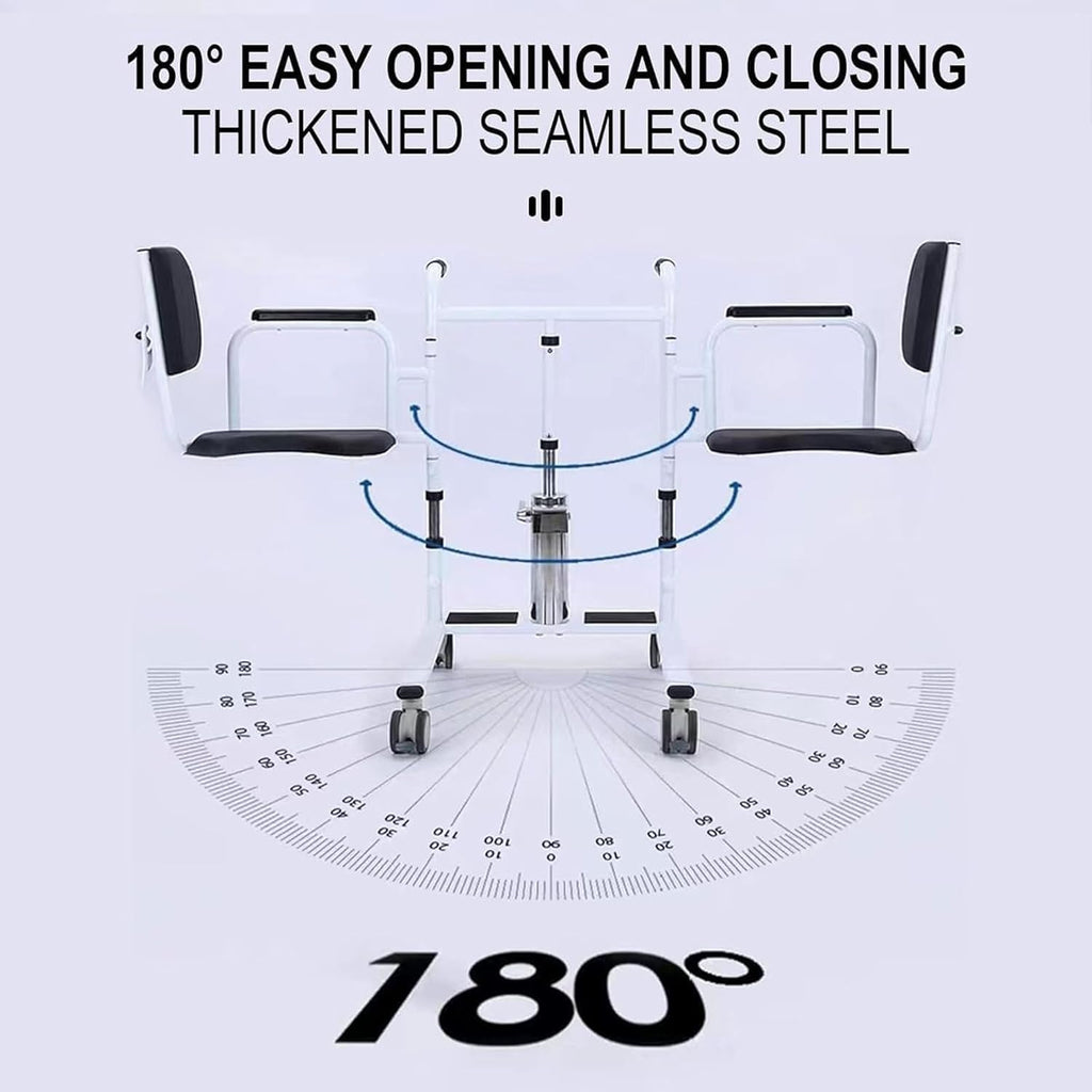Hydraulic Patient Lift Transfer Chair 4 in 1 with Toilet and Tray Table, 440Lbs Capacity V704669