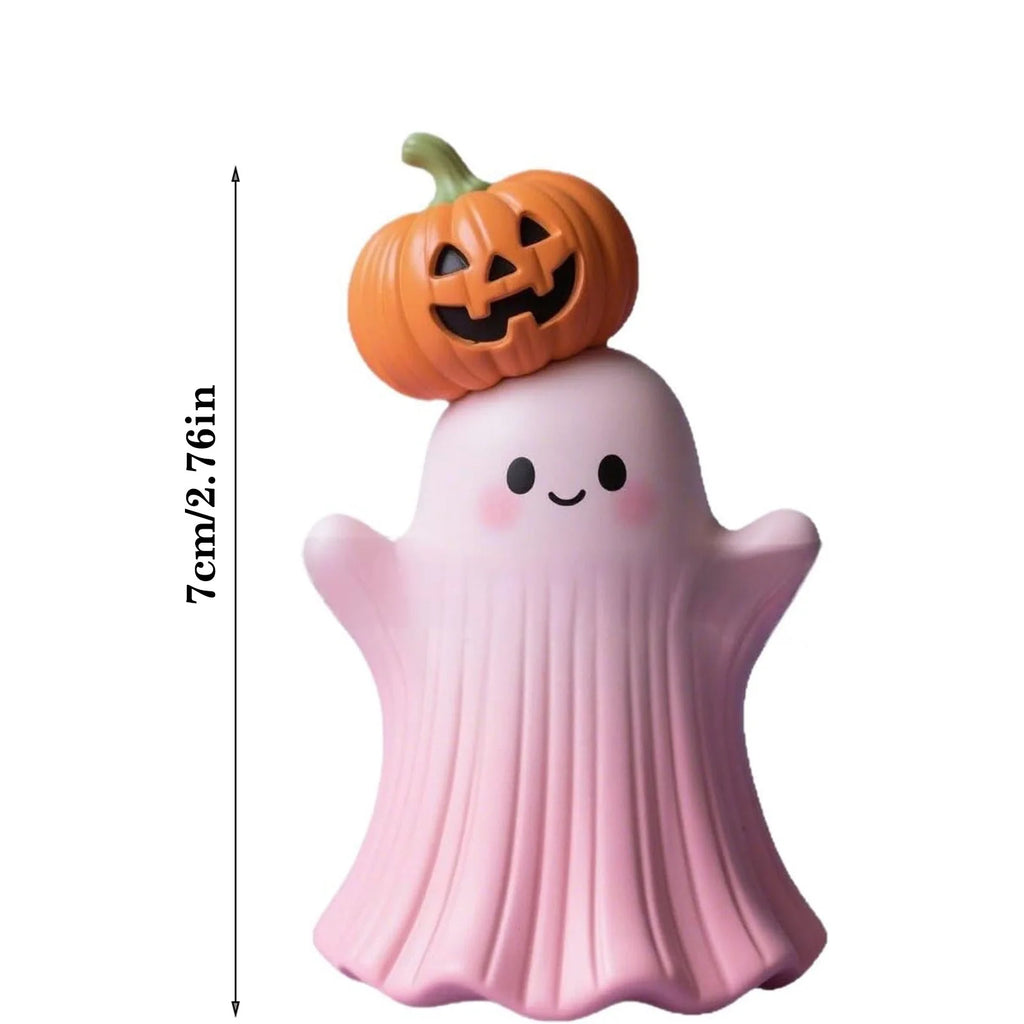 Pink Ghost Figurine Set, Resin Pumpkin Statues, Pastel Halloween Decor Q816