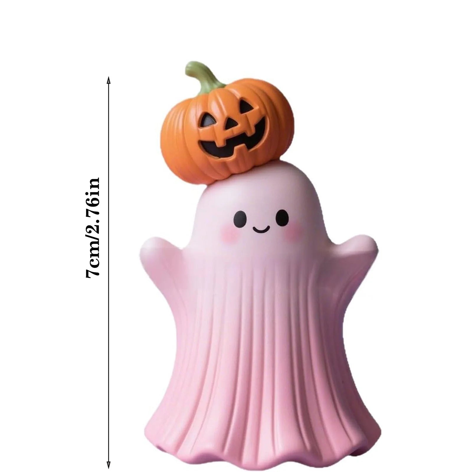 Pink Ghost Figurine Set, Resin Pumpkin Statues, Pastel Halloween Decor Q816