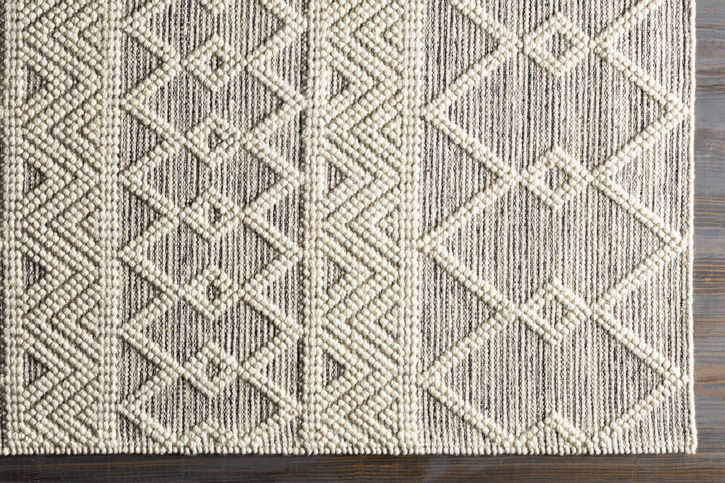 Woolk Moroccan Hand Woven Wool Small Area Rug, Beige White Brown, 2' x 3' L4500
