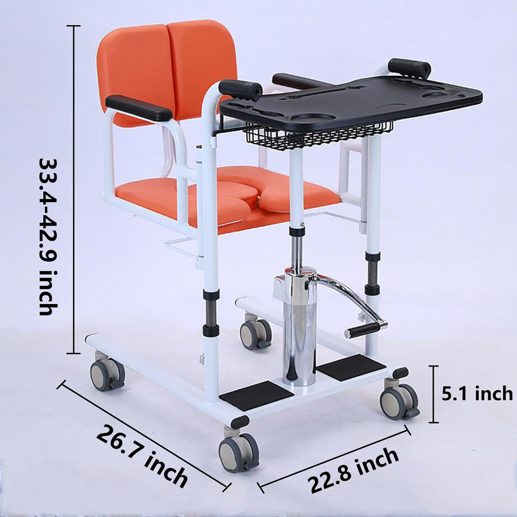 Hydraulic Patient Lift Transfer Chair 4 in 1 with Toilet and Tray Table, 440Lbs Capacity V704669