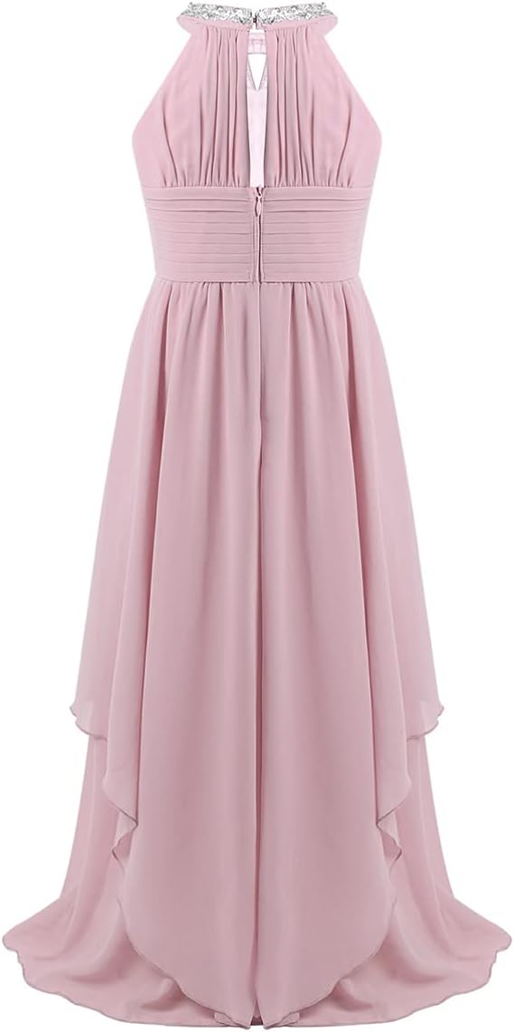 Alvivi Big Girls Halter-Neck Floral Lace Bridesmaid Romper Dress Light Pink 16 Years A34499