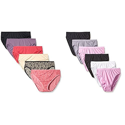 Fruit Of The Loom Women's 6 Pack Microfiber & 6 Pack Cotton Hi-cut Panties