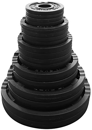 Olympic Cast Iron Weight Plates for Strength Training, Multiple Sizes S1890
