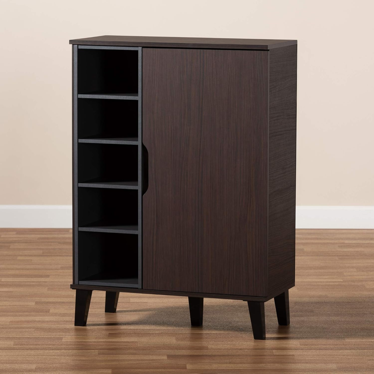 Baxton Studio Shoe Rack, Dark Brown/Grey K8401