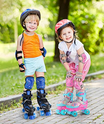 Sportneer Light Up Kids Roller Skates Adjustable with Protective Gears D6740