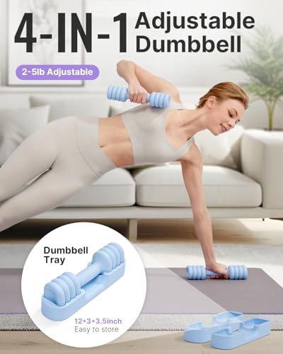 YOTTOY Adjustable Dumbbell Set of 2, 4-in-1 Hand Weights for Women D599