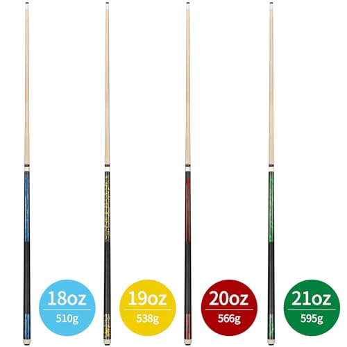 LOTKEY Pool Cue Set of 4 - Canadian Maple 58'' Billiard Sticks with 2 Chalks R905285