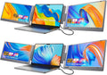 KYY Triple Laptop Screen Extender, 14" 1080P FHD IPS Dual Portable Monitor for Laptop, USB C Travel Extended Monitor for 12-16'' Laptop, 210°Rotation & Kickstand, for Mac Wins Android