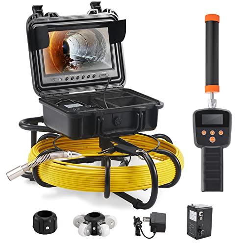 VEVOR Sewer Camera with 512Hz Locator, 165 ft/50 m, 9" Pipeline Inspection Camera w/DVR Function, IP68 Camera w/12 Adjustable LEDs, A 16 GB SD Card for Sewer Line, Home, Duct Drain Pipe Plumbing