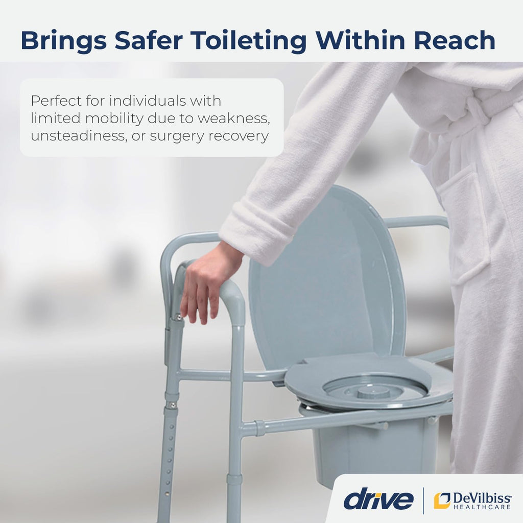 Drive Medical Bariatric Commode Chair with Arms, Gray L7901