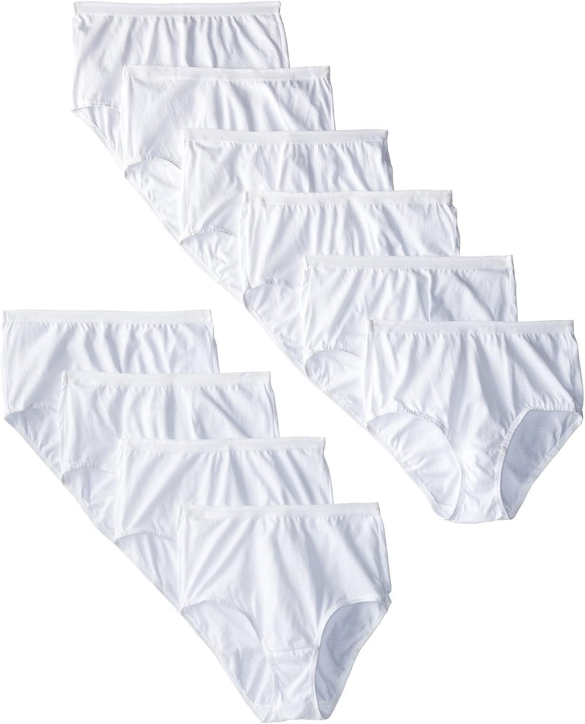Fruit of the Loom womens Tag Free Cotton Panties Briefs, Brief - 9 Pack White, 6 US