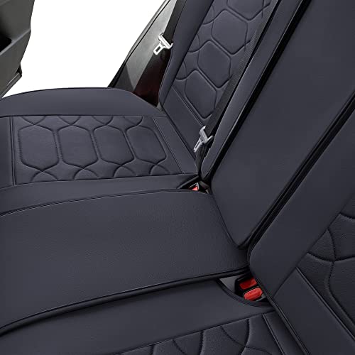 OASIS AUTO Toyota RAV4 Seat Covers 2013-2025 Custom Fit Leather Black Gray S129