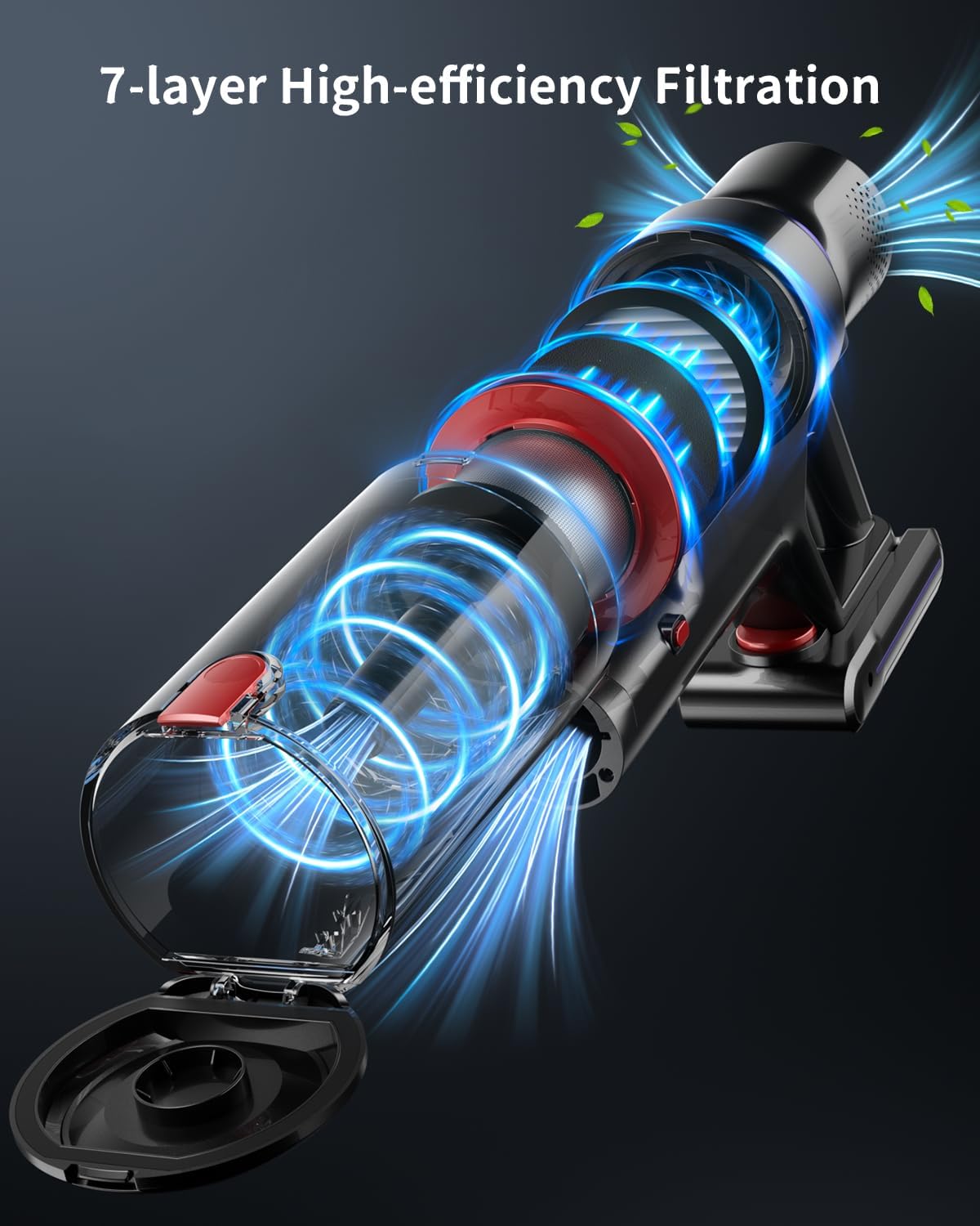 Cordless Stick Vacuum 550W 45Kpa with Touch Screen, 55 Mins Runtime, Anti-tangle Brush V550452