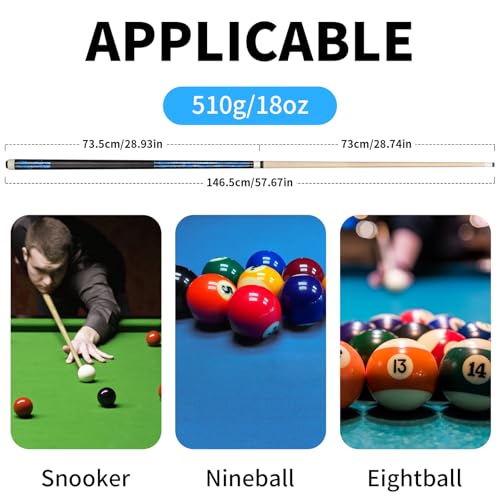 LOTKEY Pool Cue Set of 4 - Canadian Maple 58'' Billiard Sticks with 2 Chalks R905285