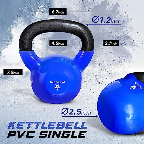 Yes4All 5-100 LB Vinyl Coated Cast Iron Kettlebells M964803