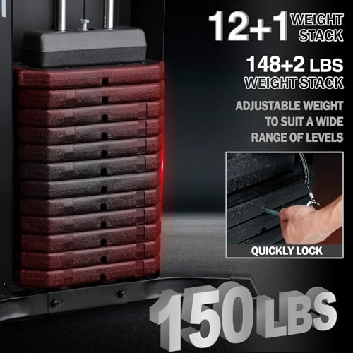 Mikolo Home Gym 150LBS Weight Stack, Full Body Strength Training Equipment I1105