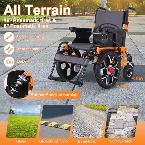 Foldable Electric Wheelchair for Adults, All Terrain, Heavy Duty, 330 lbs B323