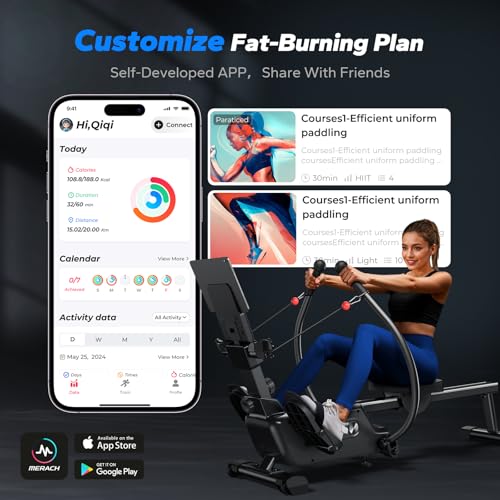 MERACH Magnetic Rowing Machine for Home, Ultra-Quiet with App T34649