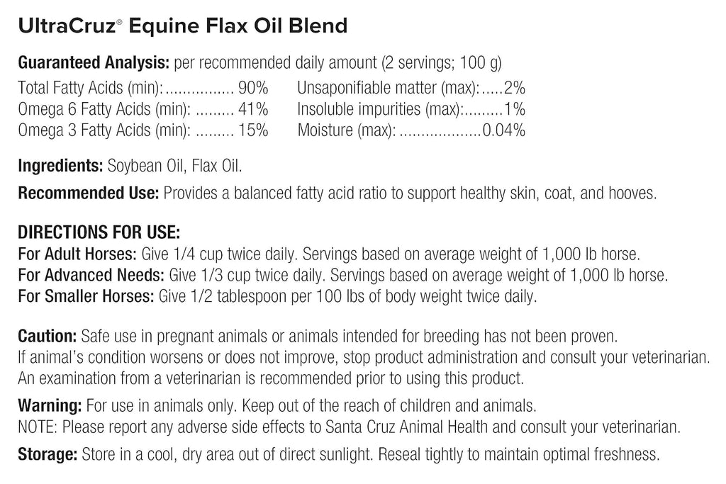 UltraCruz Flax Oil Blend Supplement for Horses and Livestock, 4 Gallon E550036
