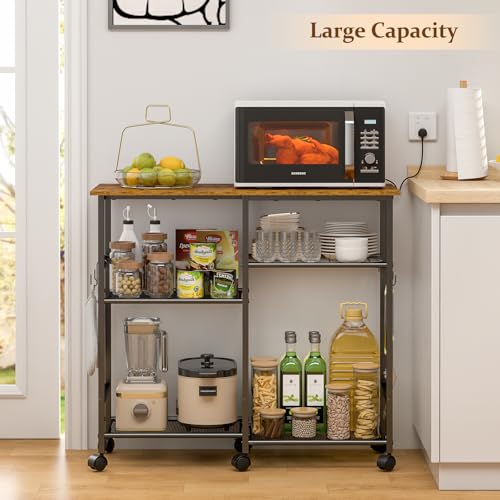 Microwave Cart with Adjustable Shelf and Wheels P795