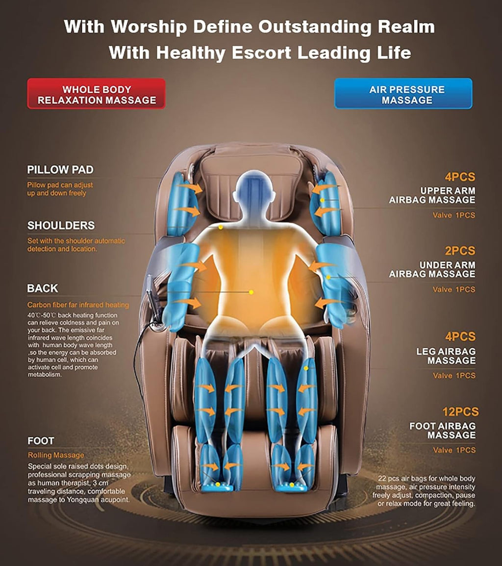Luxury Leisure 4D Massage Chair Full Body SL Track Zero Gravity Shiatsu Recliner T7141