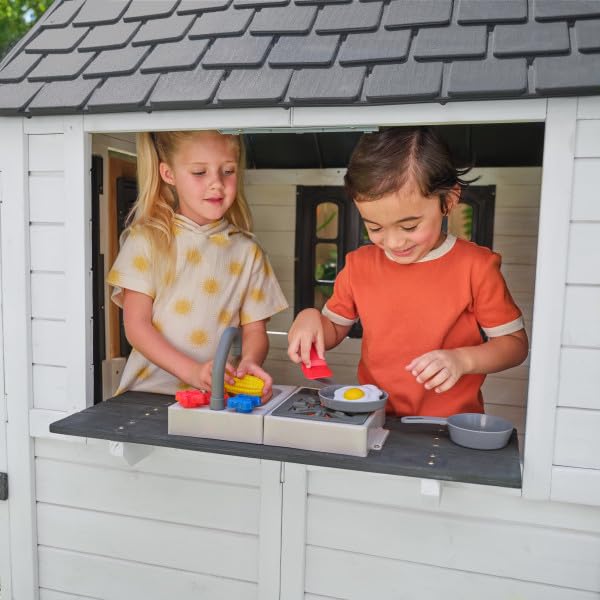 KidKraft Riverscape Wooden Playhouse with Working Doorbell and Kitchen D436389