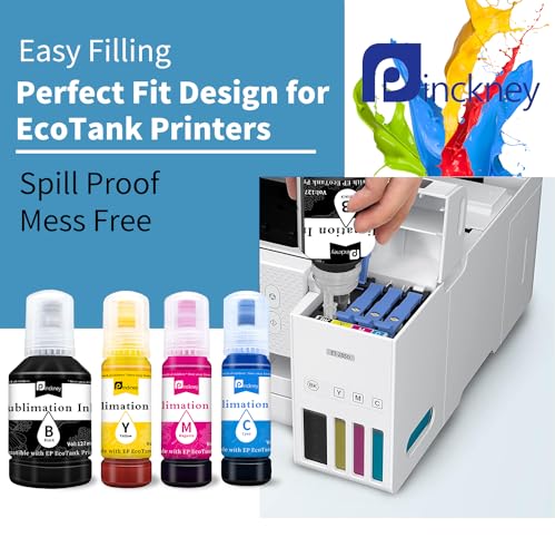 Pinckney Cartridge-Free Super-Tank Printer with Sublimation Ink Bundle, White C472