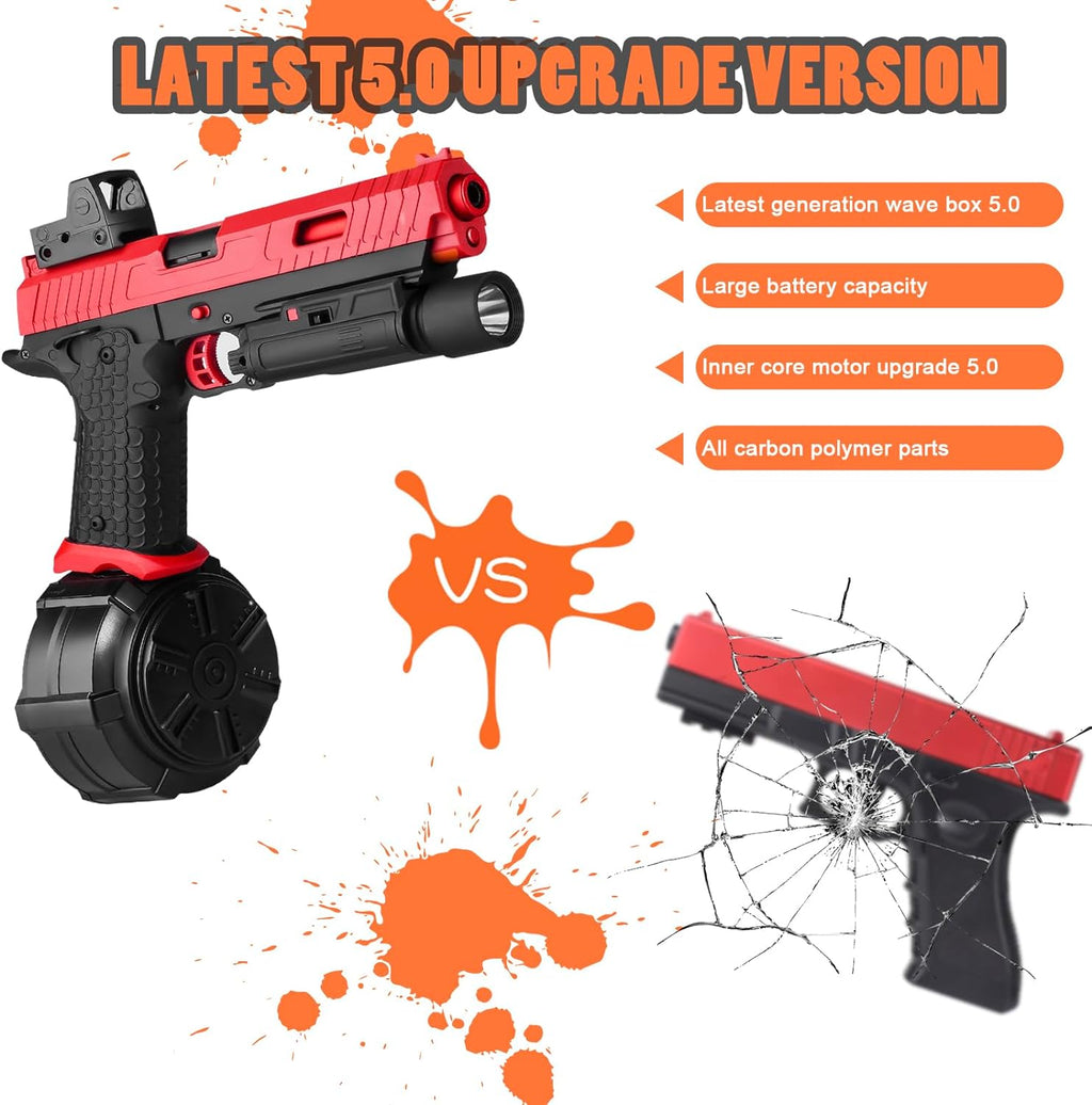 Electric Gel Toys X5 Full Auto Splat-Blaster with Drum and Goggles for Outdoor Team Game, Red B745