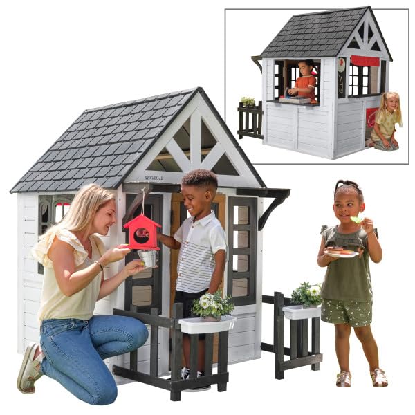 KidKraft Riverscape Wooden Playhouse with Working Doorbell and Kitchen D436389