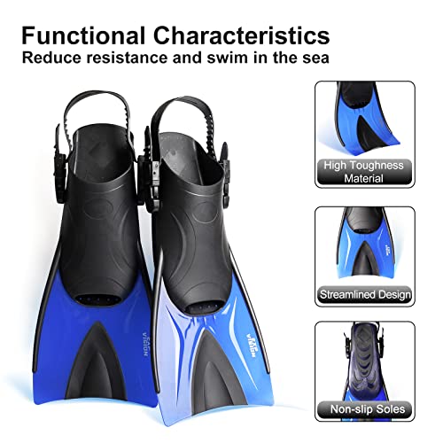 Snorkel Mask Fin Set with Dry Top Snorkel and Travel Bag for Adults D12217
