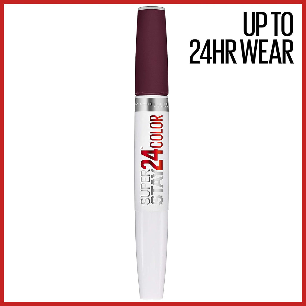 Maybelline Super Stay 24, 2-Step Liquid Lipstick, Long Lasting Highly Pigmented Color with Moisturizing Balm, Merlot Armour, Red, 1 oz (Pack of 2)