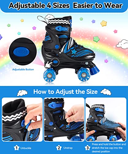 Sportneer Light Up Kids Roller Skates Adjustable with Protective Gears D6740