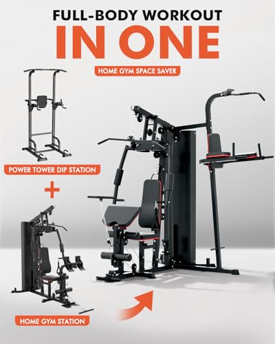 Mikolo Home Gym 150LBS Weight Stack, Full Body Strength Training Equipment I1105