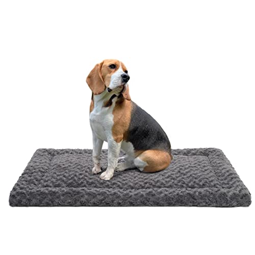Washable Dog Bed Mat Ultra Soft Crate Pad for Large Dogs, 41 x 27 Inch, Gray K707024