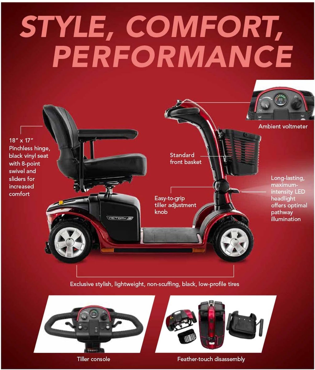 Pride Mobility Victory 9 4-Wheel Mobility Scooter, Candy Apple V375