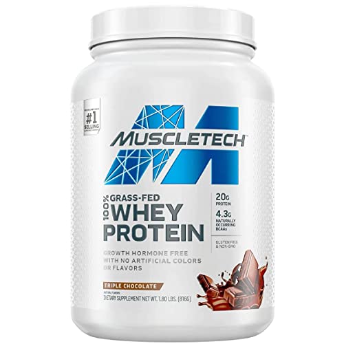 MuscleTech Grass Fed Whey Protein Powder, Triple Chocolate & Vanilla, 1.8 lbs Each S1373