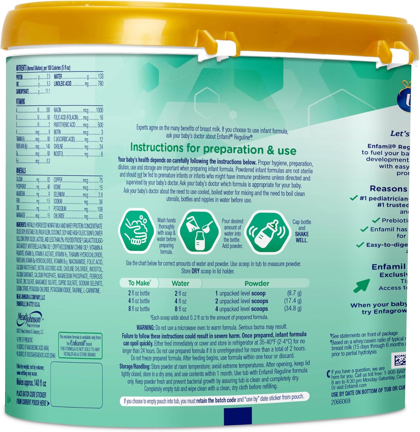 Enfamil Reguline Baby Formula, Milk-Based Infant Nutrition, 19.5 Oz (Pack of 2) X5044