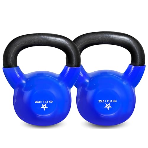 Yes4All 5-100 LB Vinyl Coated Cast Iron Kettlebells M964803