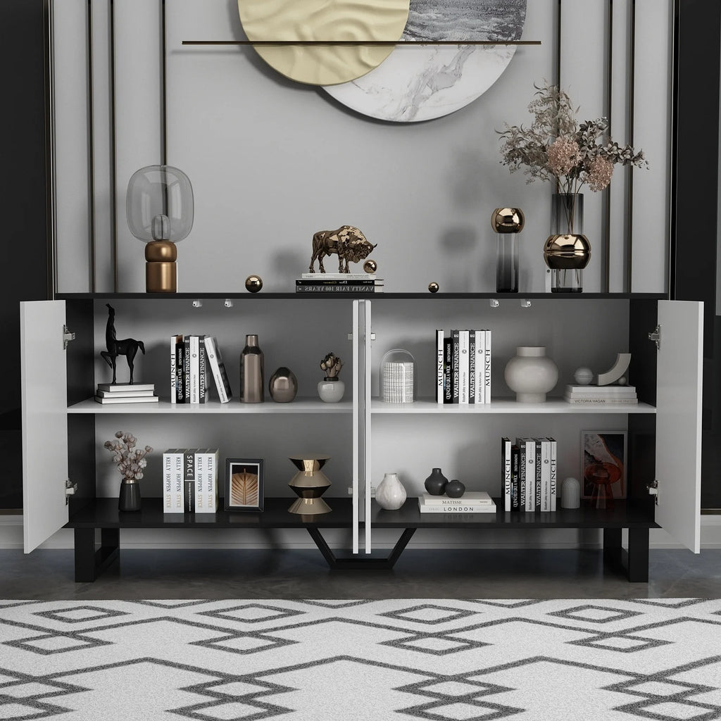 Modern Credenza Sideboard with Pop-Up Doors 63 inch N1565