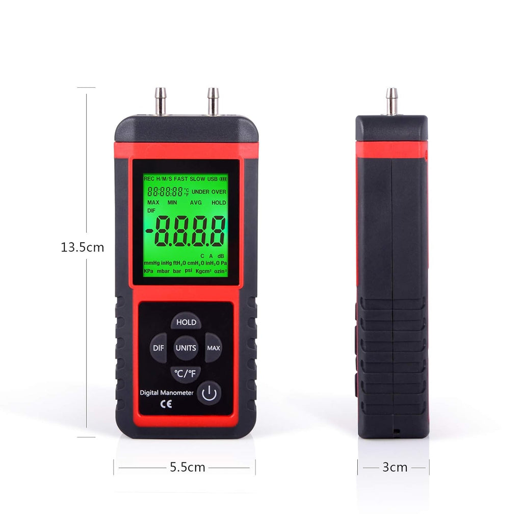EHDIS Manometer Gas Pressure Tester Digital Differential Pressure Gauge HVAC M530411