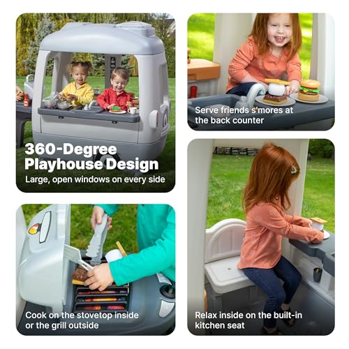 Step2 Adventure Camper Kids Playhouse with Kitchenette, 52 Piece Accessories, Ages 2+ S175074
