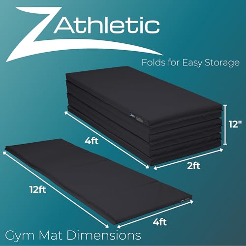 Z Athletic Folding Panel Mats for Gymnastics, Martial Arts, Tumbling 4ft x 12ft x 2in M262590