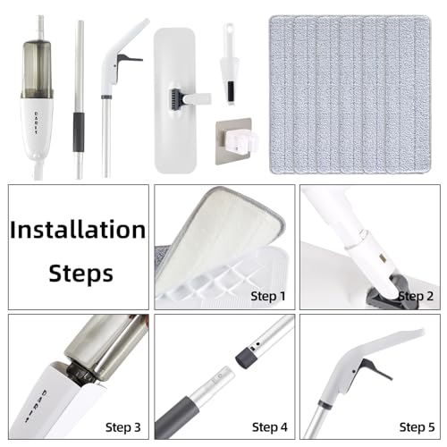 Microfiber Spray Mop for Floor Cleaning with 4 Washable Pads W7412