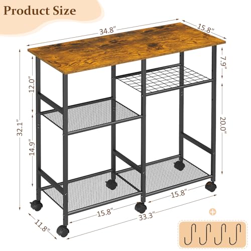 Microwave Cart with Adjustable Shelf and Wheels P795