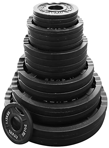 Olympic Cast Iron Weight Plates for Strength Training, Multiple Sizes S1890
