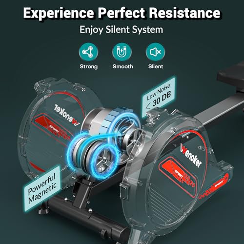 Wenoker Magnetic Rowing Machine for Home, 350 LB Capacity, Quiet with LCD Monitor I8142