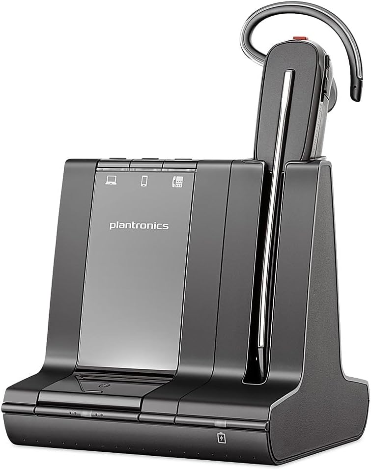 Plantronics - Savi 8240 Office-Wireless DECT Single In-Ear(Mono) Headset-Convertible (3 wearing styles)-Noise Cancelling Mic-Connects to Deskphone/ PC Mac-Works with Teams (Certified), Zoom & more