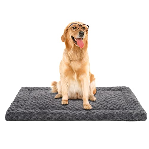 Washable Dog Bed Mat Ultra Soft Crate Pad for Large Dogs, 41 x 27 Inch, Gray K707024